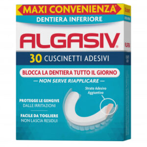 Algasiv Cuscinetti Adesivi Dentiera Inferiore 30 Pezzi - Tenuta Sicura e Comfort Gengive