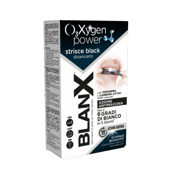 BlanX® Strisce Sbiancanti Black O₃Xygen Power 10 Pezzi