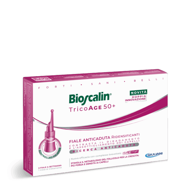 Bioscalin, Tricoage 50+ Fiale Capelli Anticaduta Ridensificanti Donna, 8 fiale