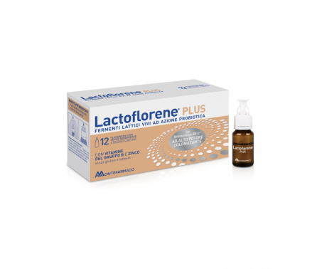 Lactoflorene Plus 12 Flaconcini 10 ml | Fermenti Lattici Vivi, Probiotici, Vitamine B e Zinco per Benessere Intestinale