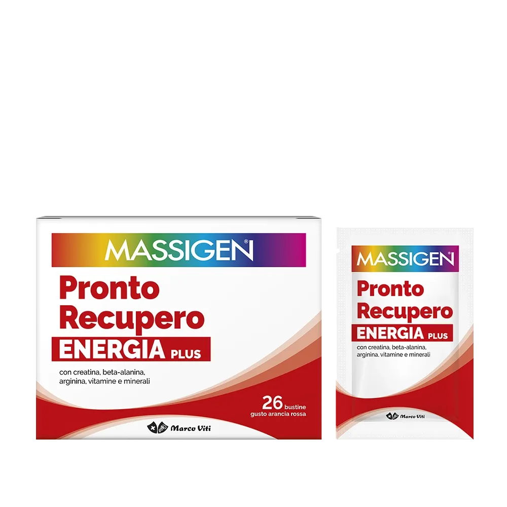 Massigen Pronto Recupero Energia Plus 26 Bustine | Integratore Energetico con Creatina, Beta Alanina, Arginina e Vitamine